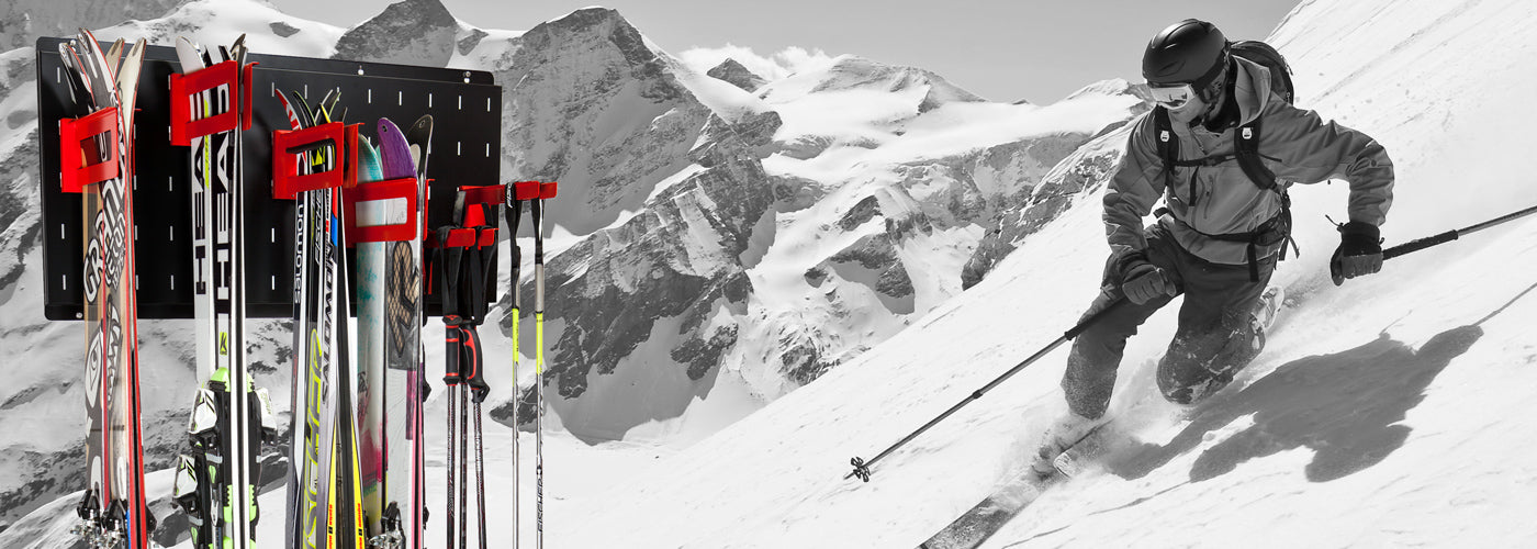 Ski- og stavpakke for smart oppheng av ditt skiutstyr